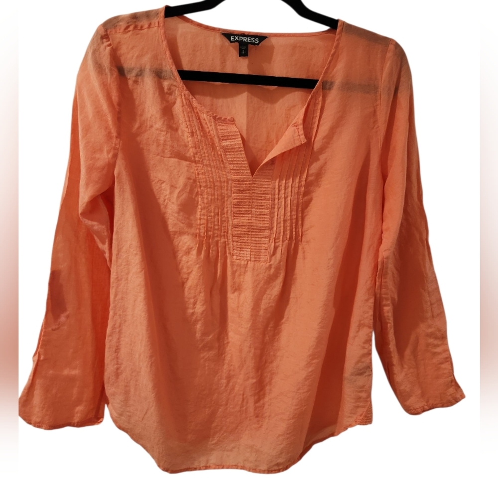 Express Women's Coral Sequin Front Blouse